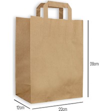 Kullan At Market Düz Dıştan Saplı Kraft Çanta 22 x 28 x 12CM 200LÜ