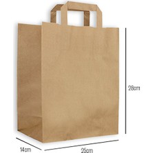 Kullan At Market Düz Dıştan Saplı Kraft Çanta 25 x 28 x 14CM 200LÜ