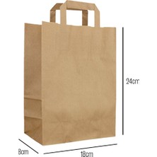 Kullan At Market Düz Dıştan Saplı Kraft Çanta 18 x 24 x 8cm 200LÜ