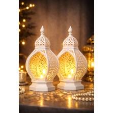 Printella 2’li Set Ramazan Feneri 16X12 cm | LED Tealight Hediyeli Modern Ev Ofis Dekor