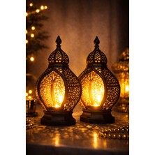 Printella 2’li Set Ramazan Feneri 16X12 cm | LED Tealight Hediyeli Modern Ev Ofis Dekor
