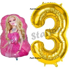 Parti Station . Balon Konsept 3 Yaş Balon Set . ve Gold Rakam Balon Doğum Günü Balon Set
