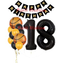 Parti Station Basketbol Konsept 18 Yaş Balon Set Basketbol Tema Doğum Günü Balon Seti