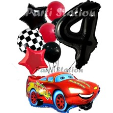 Parti Station Cars Şimşek Mcqueen Yarış Arabası Konsept 4 Yaş Balon Set Cars Arabalar Doğum Günü Balon Set