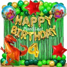 Parti Station Dinazor 4 Yaş Balon Seti Dinosaur Konsept Helyum Balon Set Dinazor Doğum Günü Set