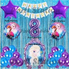 Parti Station Frozen Elsa Balon Set 8 Yaş Karlar Ülkesi Frozen Elsa Mor Konsept Doğum Günü Parti Balon Set
