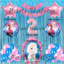 Parti Station Frozen Elsa Balon Set 2 Yaş Karlar Ülkesi Frozen Elsa Mavi Konsept Doğum Günü Parti Balon Set