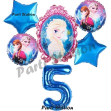 Parti Station Frozen Balon 5 Yaş Doğum Günü Set Frozen Elsa Karlar Ülkesi Konsept Balon ve Rakam Balon