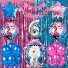 Parti Station Frozen Elsa Balon Set 6 Yaş Karlar Ülkesi Frozen Elsa Pembe Konsept Doğum Günü Parti Balon Set