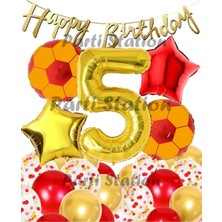Parti Station Sarı Kırmızı Balon Set Sarı Kırmızı 5 Yaş Balon Set Futbol Balon Set Doğum Günü Balon Set