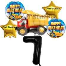 Parti Station Inşaat Konsept 7 Yaş Doğum Günü Balon Set Kamyon Balon Doğum Günü Parti Set