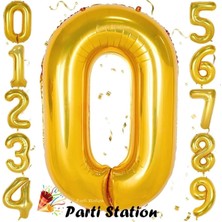 Parti Station Altın Gold Renk Rakam Folyo Balon 1 Büyük Boy 76 cm Helyum Uçan Folyo Balon 34" Inç 1 Adet