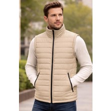 Hamitogulları Bej Ray Dikişli Polarlı Yelek