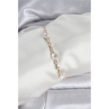 Eco Lounge Baget Zirkon Taşlı Çiçek Model Gold Renk Asansörlü Kadın Bileklik