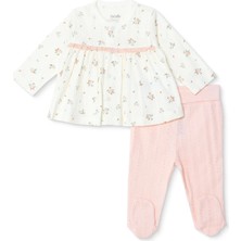 Bebetto Bebetto, Kız, Hırka-Patikli Alt, Çiçek Baskılı, Çıtçıtlı, Bloom, Bisiklet Yaka, Uzun Paça, Uzun Kol