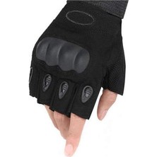 Single Sword Yarım/kesik Parmak Eklem Korumalı Kaymaz Askeri Taktik Siyah Motorcu/motosiklet/bisiklet Eldiveni Siyah