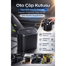 Oto Çöp Kutusu. Kapaklı Araç Içi Çöp Kovası. Düzen Sağlayan Portatif Organizer