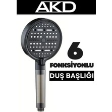 Akdoğan Yapı Ve Hırdavat AKD 6 Fonksiyonlu Filtreli Duş Başlığı – Yüksek Basınçlı, Su Tasarruflu, Kireç ve Klor Azaltıcı