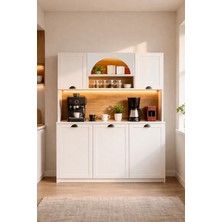 AVM Park Pentry Kahve Köşesi Bohem LED Işıklı Fincan Bölmeli Çok Amaçlı Dolap