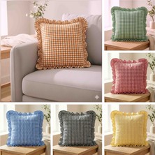 Ayzen Home 4 Adet Zefir Kumastan Fırfırlı Pötikare Kırlent Kılıfı 40X40