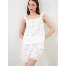 Lc Waikiki Yeni Sezon Kare Yaka Dantelli Kadın Şortlu Pijama Takımı