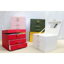 Ett 17X20 cm Deri Kaplamalı Makyaj ve Takı Kutusu