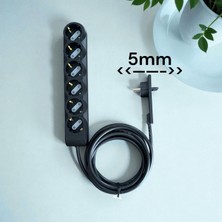 Noki Orvi Prime 1.5 Metre 6’lı Uzatma Kablosu | 5 mm Ultra Ince Fiş, Topraklı, Çocuk Korumalı – Siyah