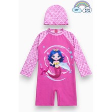 My Kids Wear Kız Çocuk Uzun Kollu Mayo ve Bone-Set 3-10 Yaş 12598