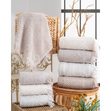 Hazangülü Collection Buldan Üretimi Çeyizlik Lüks Jakarlı Perla 4'lü El/yüz Havlusu I 50X90