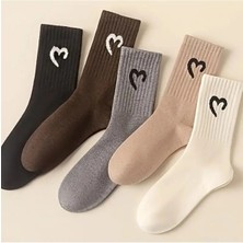 5 Çift Kadın Uzun Kolej Desenli Pamuk Çorap