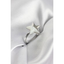Eco Lounge Gümüş Renk Sedefli Yıldız Model Kadın Yüzük