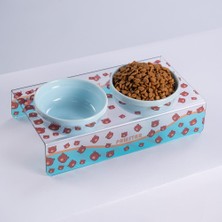 Pawstar Bears Ayı Desenli-Ikili Seramik-Pleksi Mama ve Su Kabı-Kedi Köpek Mama Su Kabı