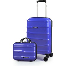 Polo&sky Azra Model Çivit Pp Kırılmaz 3'lü Kabin Boy + Orta Boy + Makyaj Valiz Seti