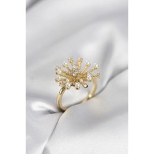 Eco Lounge Gold Renk Karahindiba Model Zirkon Taşlı Kadın Yüzük
