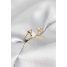 Eco Lounge Zincir Sallantılı Kalp Model Gold Renk Kadın Yüzük