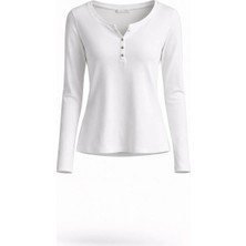 Et Beyaz Uzun Kollu Çıtçıtlı Üst