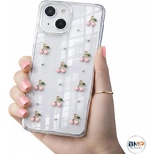 IPHONE 13/14 Uyumlu Pembe Kiraz Desenli Kılıf