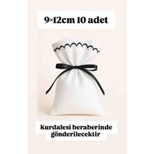 Alasmiel 10 Adet 9×12 cm Siyah Nakışlı Ham Bez Kese Çok Amaçlı Bez Poşet
