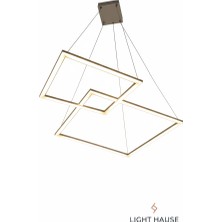 Light House Çift Kare LED Salon Avizesi 3 Renk Modlu