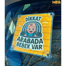 Megbuy Sarı Renk Dikkat Arabada Bebek Var Yazılı Bebek Araba Cam Süsü Oto Aksesuar Vantuzlu