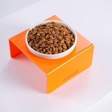 Pawstar Turuncu Tekli Seramik-Pleksi Mama ve Su Kabı-Kedi Köpek Mama Su Kabı