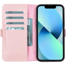 Eco Lounge Apple iPhone 13 Pro Max Uyumlu Deri Cüzdanlı Kılıf Toz Pembe