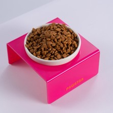 Pawstar Fuşya Tekli Seramik-Pleksi Mama ve Su Kabı-Kedi Köpek Mama Su Kabı