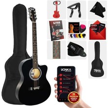 Midex RG-540BK Kesik Kasa Siyah 40 İnç Akustik Gitar Seti 4/4 Yetişkin