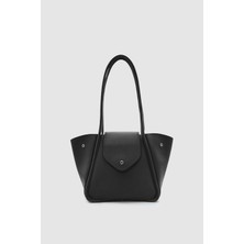 Wuclo Rovel Formu Değişebilen Çıtçıtlı Kanatlı Tote Omuz Çantası Siyah