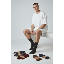 Hitit Socks Erkek 5 Çift Pamuklu Fitilli Desenli Uzun Soket Çorap