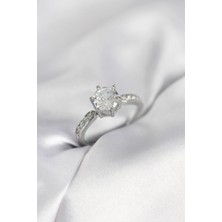 Eco Lounge Zirkon Taşlı Tek Taş Model Gümüş Renk Kadın Yüzük