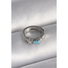 Eco Lounge 316L Çelik Gümüş Renk Zirkon Taşlı Mavi Boncuk Detay Tragus Piercing