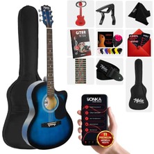 Midex RG-540BL Kesik Kasa Mavi 40 İnç Akustik Gitar Seti 4/4 Yetişkin