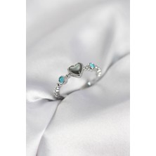 Eco Lounge Gümüş Renk Hematit Taşlı Kadın Yüzük